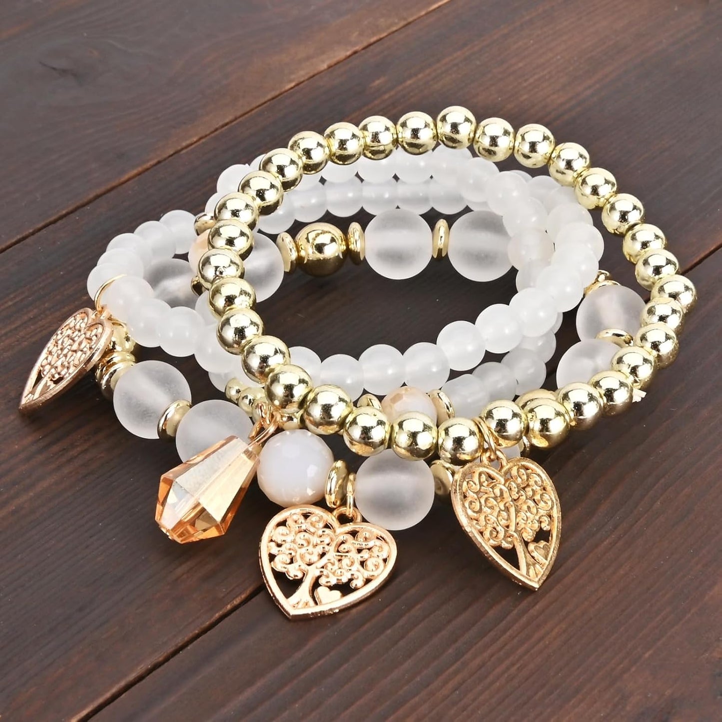 Bohemian Bracelet Sets for Women - 6 Sets Stackable Stretch Bracelets Multi-color Boho Jewelry for Women Hippie Bracelets Dainty Jewelry