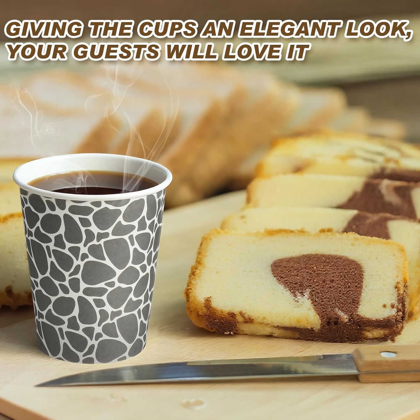 Patelai 150 Pack 9 oz Paper Disposable Coffee Cups 9 oz Geometric Hot or Cold Beverage Drinking Cup for Water Juice Coffee or Tea