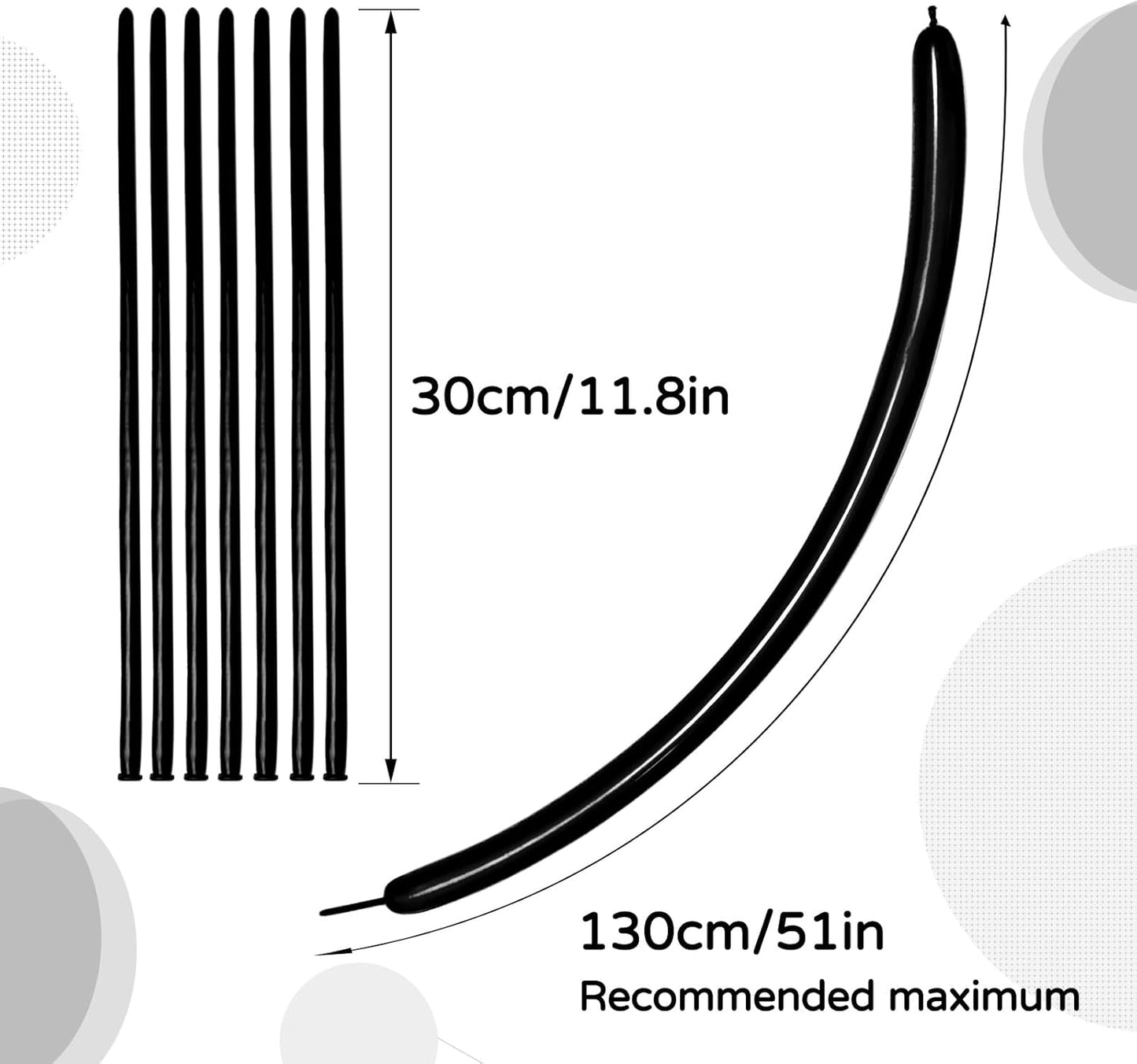 KAWKALSH 260 Black Long Balloons for Balloon Garland Thickening Skinny Latex Twisting Animals Modeling Christmas Birthday Wedding Party Festival Decorations 100pcs