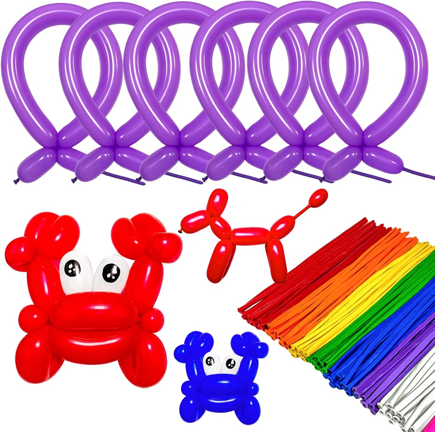 Purple 260 long Balloons 100 Pack Purple Modeling Long Magic Balloons Thickening Latex Twisting DIY Animal Balloon for Birthday Wedding Christmas Festival Party Decoration