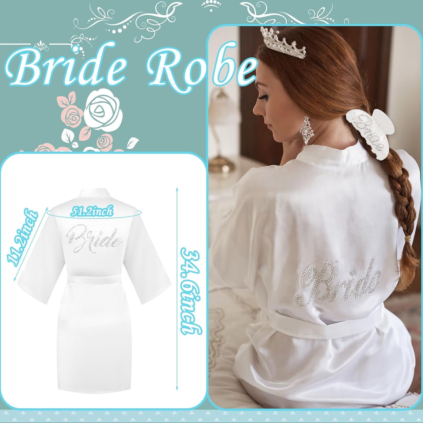 Bride To Be Gift Set - Makeup Bag, Slippers, Robe, Hair Clip - Wedding Gifts