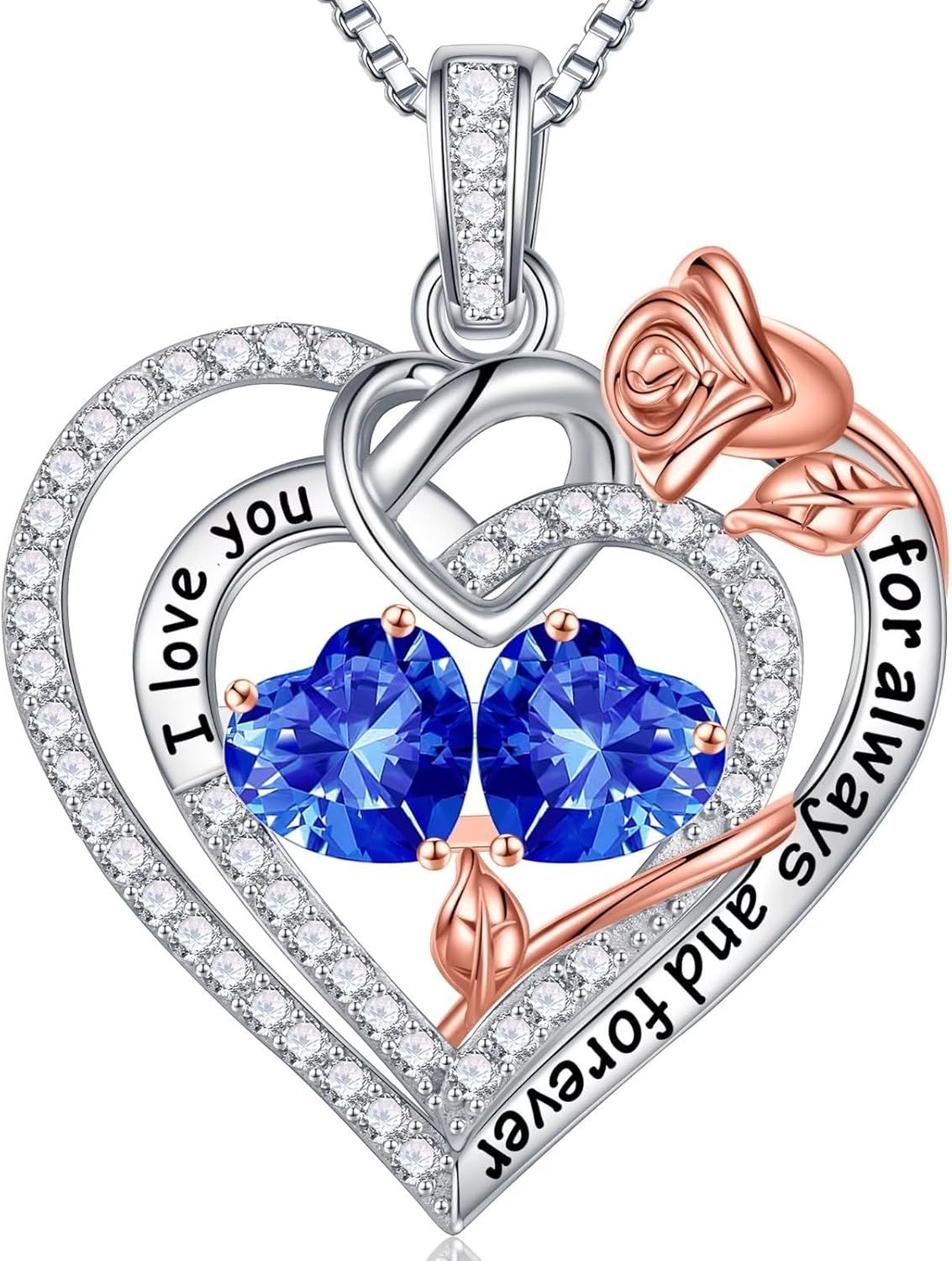 Iefil Christmas Gifts for Wife Women - 925 Sterling Silver Double Birthstone Necklace, Anniversary Birthday Gifts for Women, Jewelry Gift for Wife Girlfriend Mom Her