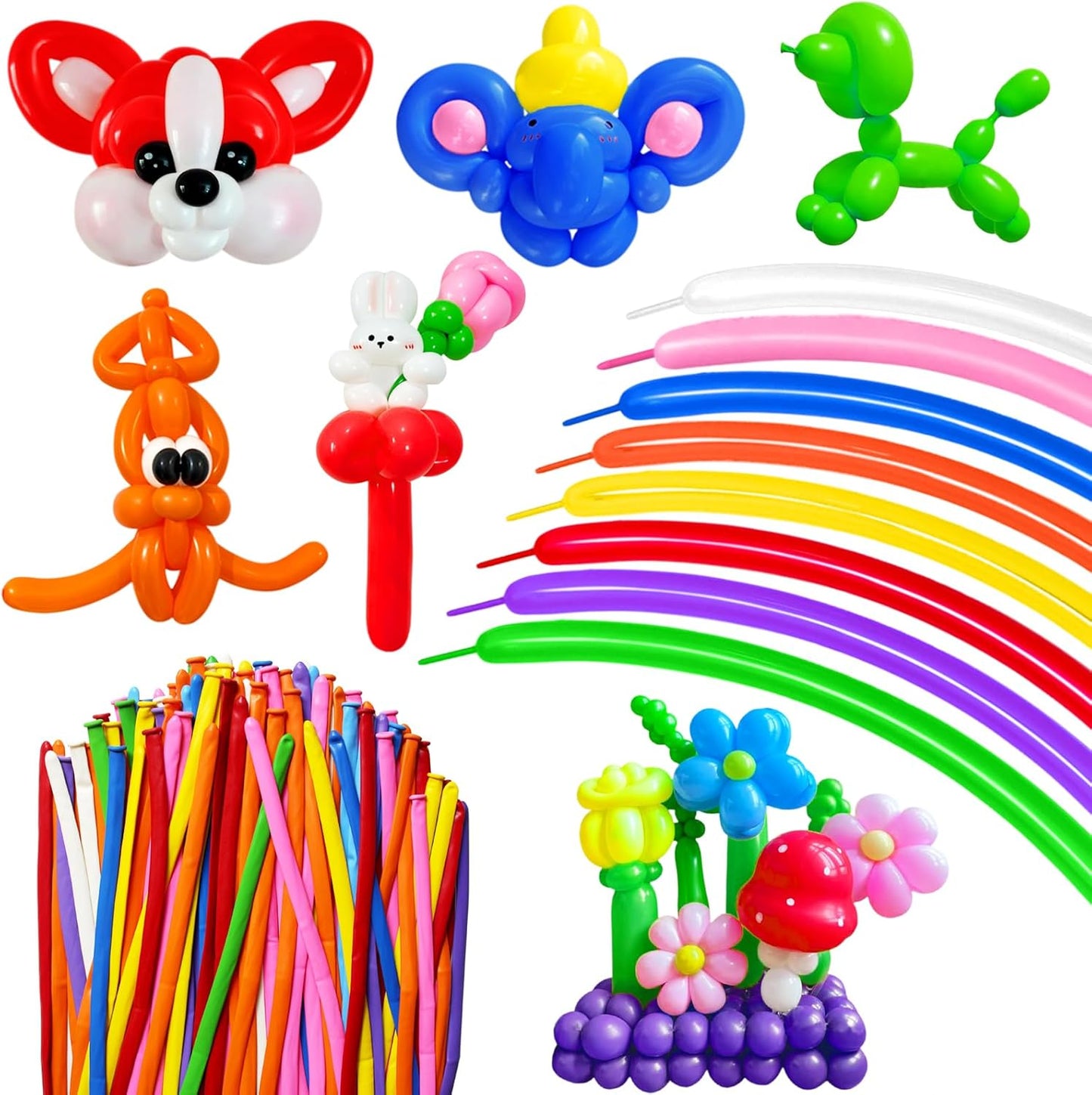 100Pcs Color 260 Balloons, Long Balloon for Tying Balloon Arch, Multicolor Long Skinny Balloons for Twisting Ballons Animal balloons Birthday Party Wedding Festival Decorations