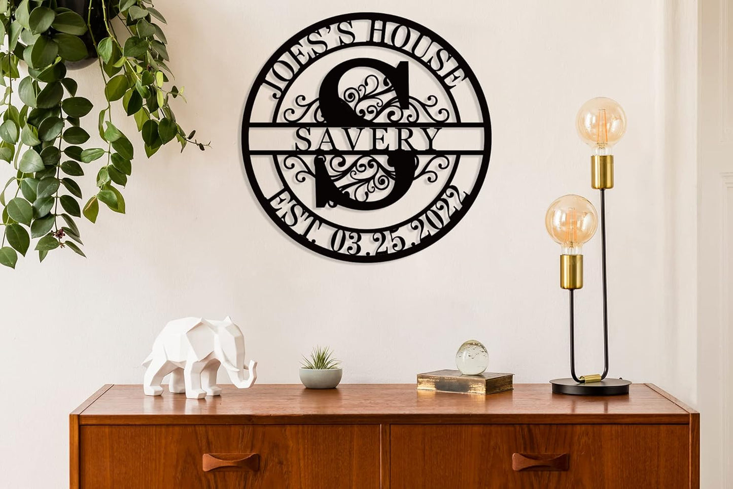 Custom Family Name Sign Personalized bridal shower gifts wedding gifts for newlyweds Monogram Wall Decor Initial Split Letter Monogram Sign any years anniversary best Gift