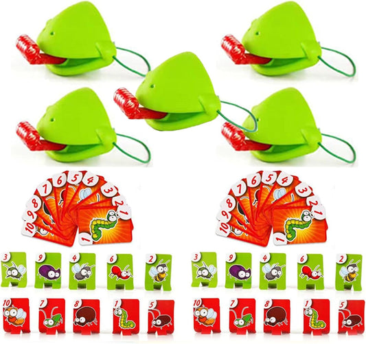 Chameleon Tongue Game for Kids, Frog Tongue Game with Blowing air, Lizard Party Blower Masks Insect Cardboard Included (5pc)