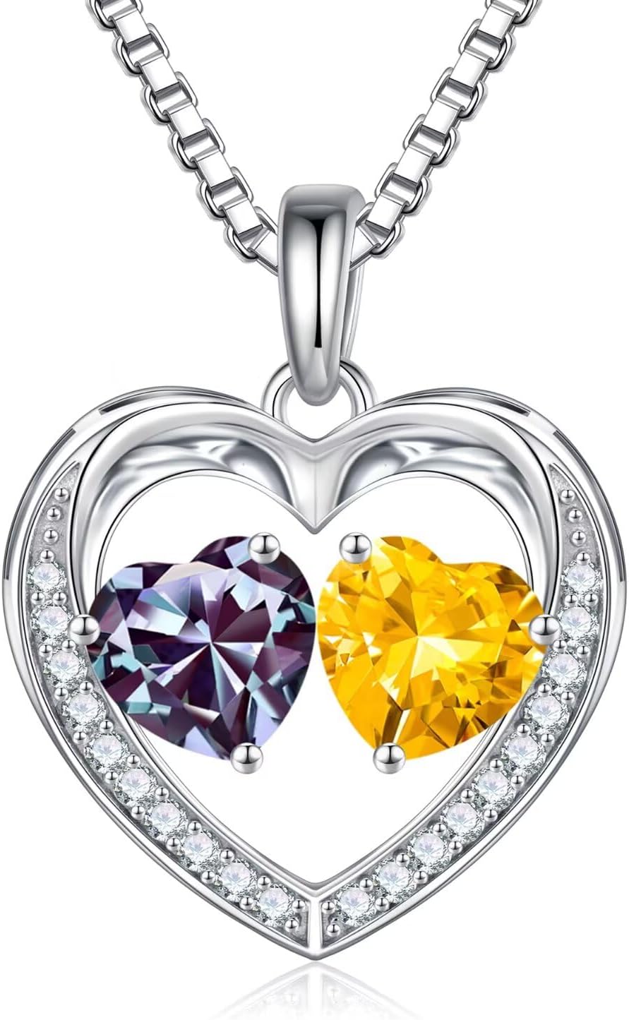 Iefil Christmas Gifts for Wife - 925 Sterling Silver Birthstone Necklace, Anniversary Birthday Gifts for Women, Stocking Stuffers for Women Wife Mom Daughter