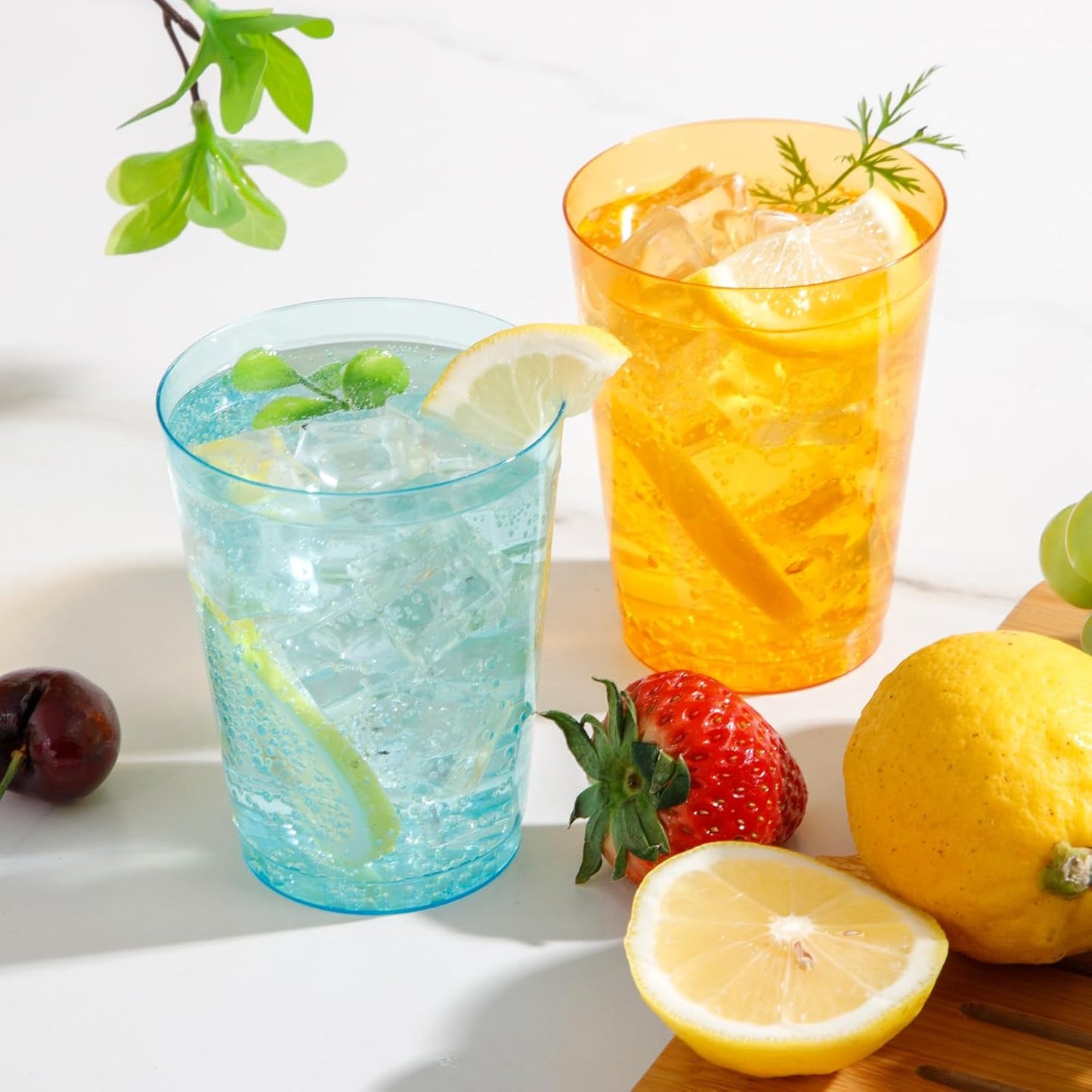 DaYammi 100 Pack Colorful Plastic Cups 10 Oz Disposable Cups Neon Glowing Plastic Party Cup, Assorted Neon Colors for Wedding Wine Glasses Heavy Duty Disposable Tumblers Drinking Cocktail Glasses