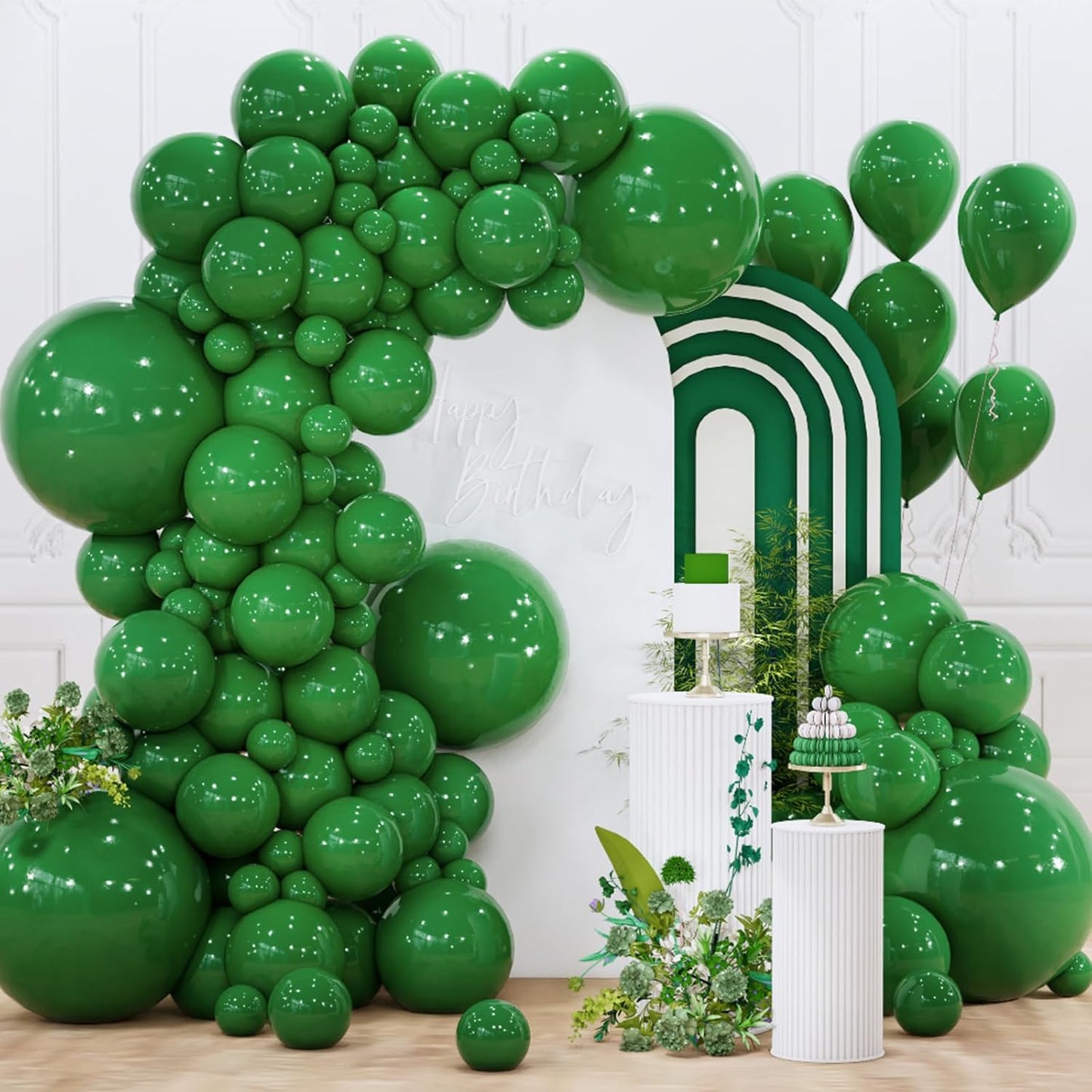 PartyWoo Dark Green Balloons 140pcs Different Sizes of 18 12 10 5 Inch Emerald Hunter Forest Green Balloon Arch Kit for Birthday Christmas Graduation Dinosaur Jungle Theme Party Decorations Green-Y56
