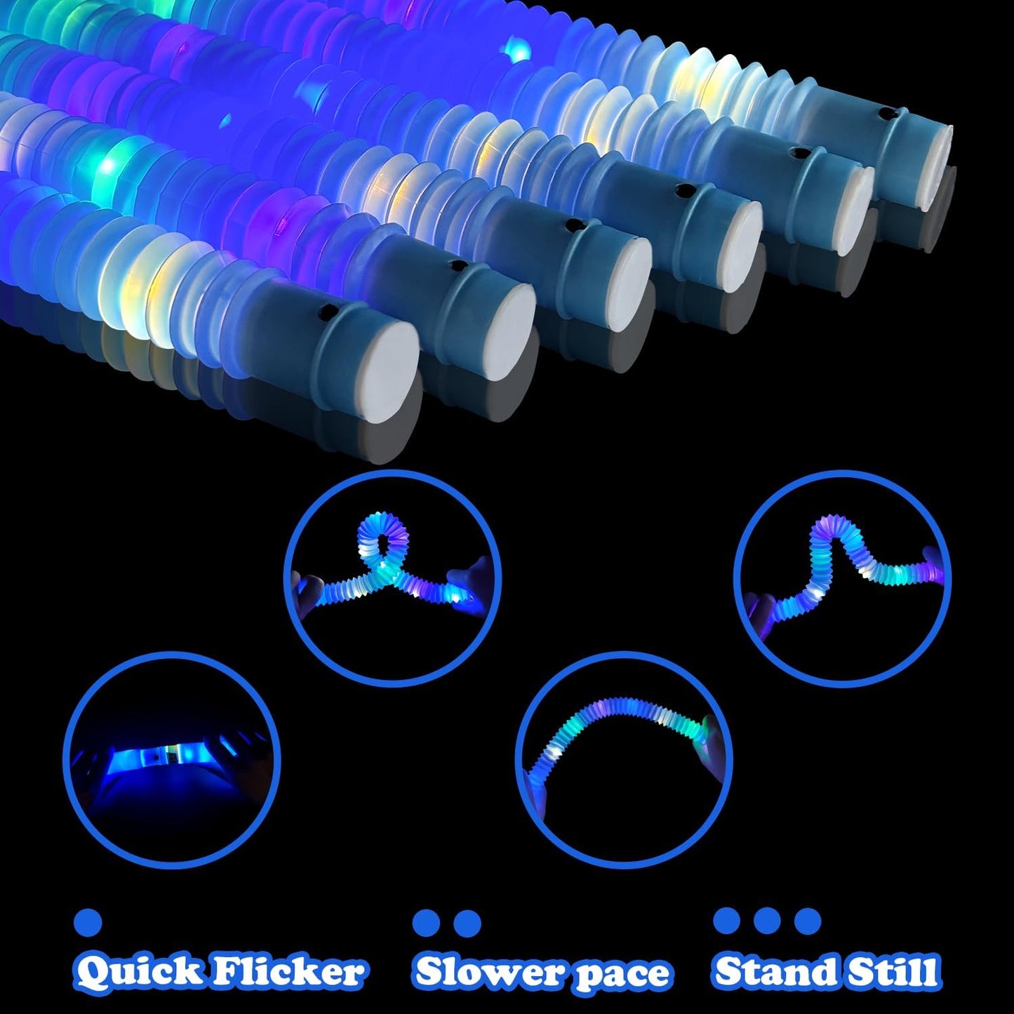 24 PCS Blue Glow Sticks Party Favors for Kids, Christmas Light Up Pop Tubes Party Favors for Toddlers, Party Goodie Bag Stocking Stuffer Fillers, Birthday Party Treats Prizes Toy Gifts for Boys Girl