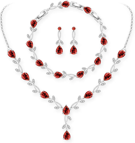 GZWHD Wedding Jewelry Sets for Bride Bridesmaid Women Cubic Zirconia Necklace Earrings Bracelet Set Gift for Mother Friend Wife Daughter Sister Party Prom Jewelry