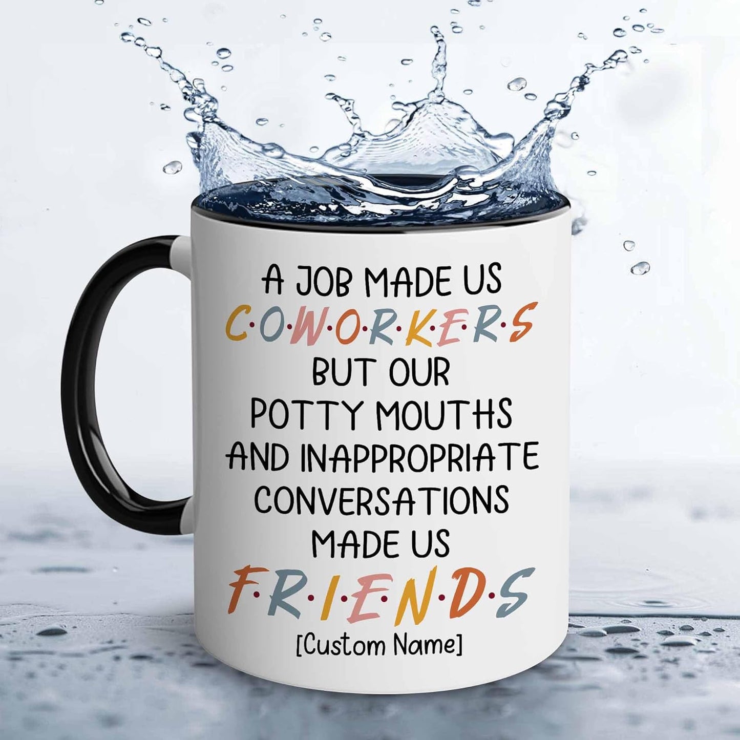 WHIDOBE Personalized Coworker Leaving Mug for Women, Custom 11oz 15oz Farewell Cup for Coworker Boss, Custom Name Mug for Friend Besties Leaving Going Away, Funny Good Bye Cup, A Job Made Us Coworkers