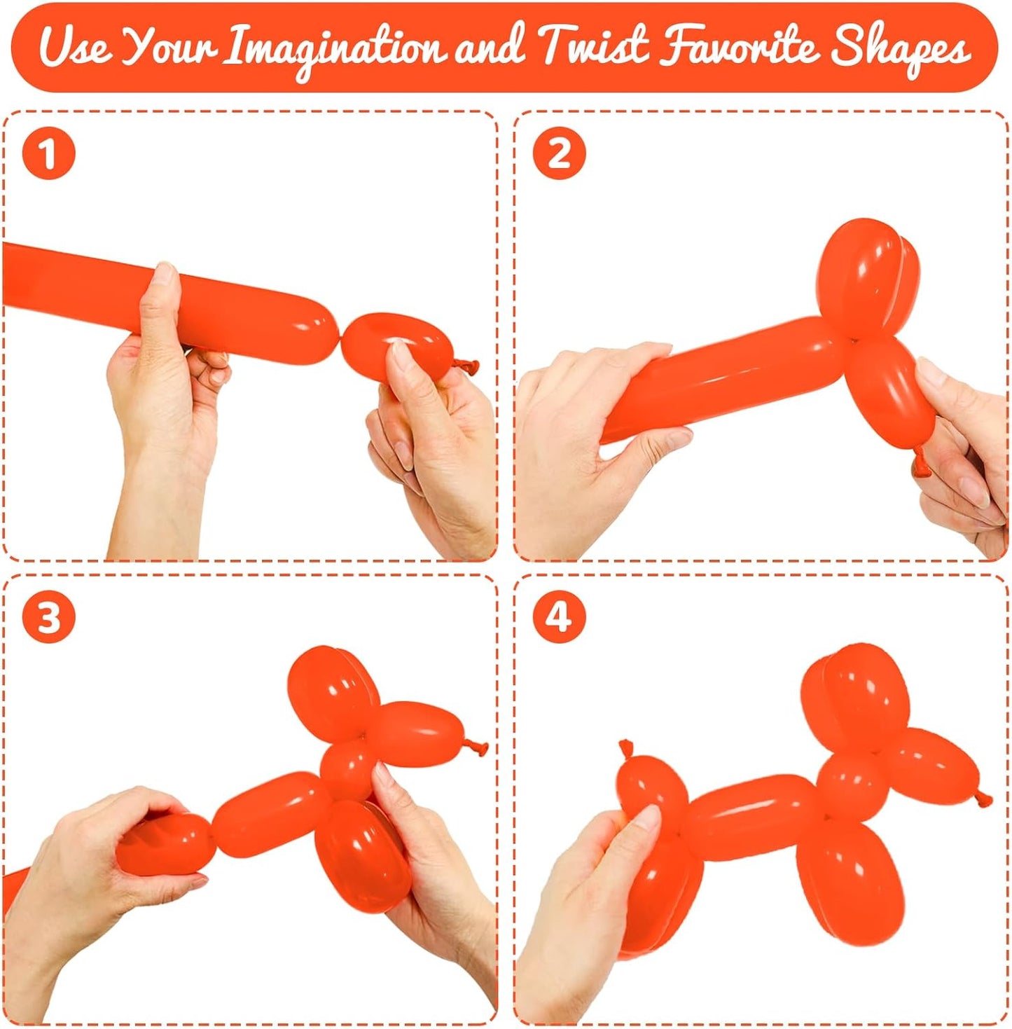 100Pcs Orange 260 Balloons, Long Balloon for Tying Balloon Arch, Long Skinny Balloons for Twisting Ballons Animal balloons Birthday Party Wedding Festival Decorations