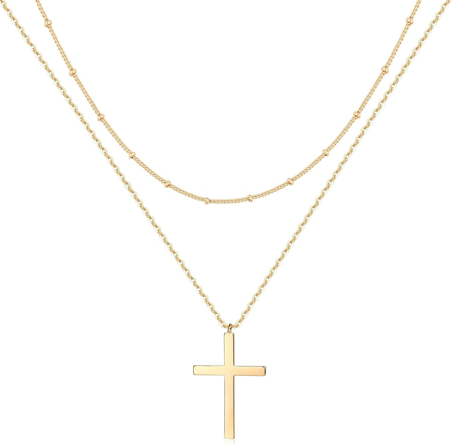 MEVECCO Layered Heart Necklace Pendant Handmade 18k Gold Plated Dainty Gold Choker Arrow Bar Layering Long Necklace for Women
