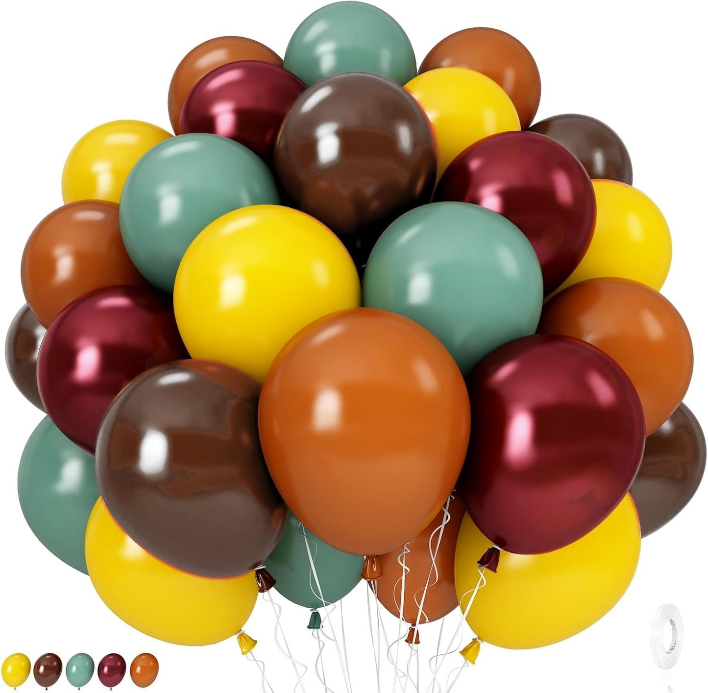 Fall Color Balloons, Burnt Orange Terracotta Mustard Yellow Burgundy Sage Green Coffee Brown Autumn Balloon for Thanksgiving Harvest Fall Baby Shower Festival Woodland Safari Birthday Party Decoration