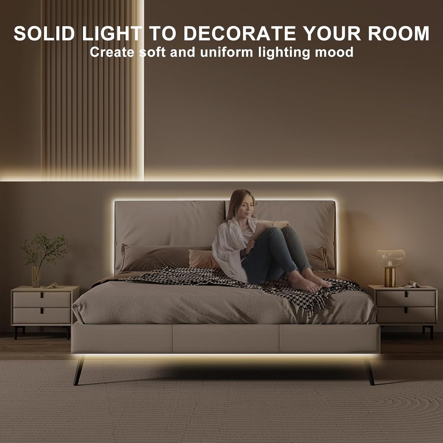 32.8ft COB Led Strip Light with Remote, 3000K Dimmable Bright Warm White Led COB Strip Light, White Continuous Led Strip Light for Mirror, Stair, Cabinet, Room