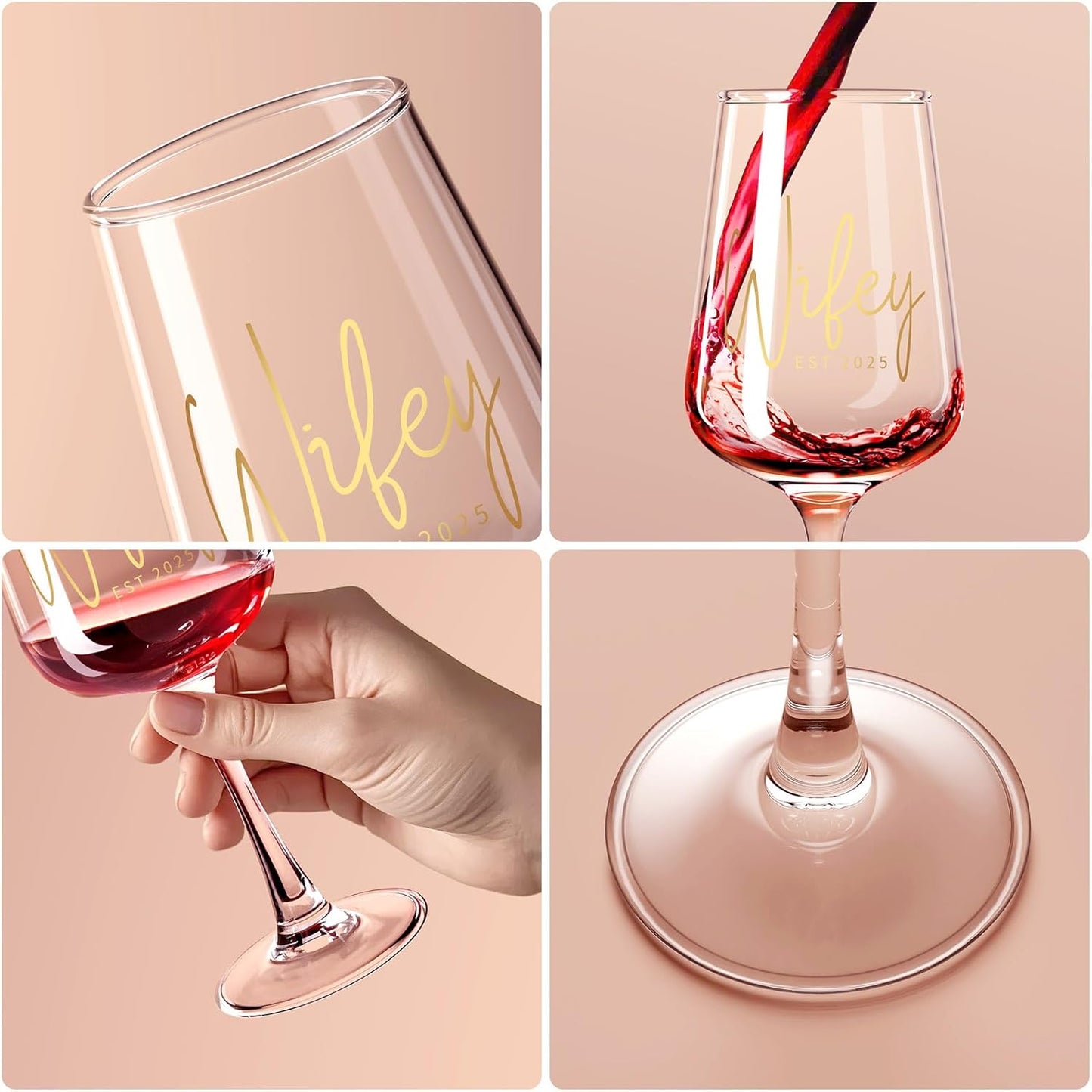 Bridal Shower Gifts, Bride to be Bachelorette Gift for Bride, Wedding Gift Bridal Engagement Gifts for Couples - 15.5 Oz Wine Glass