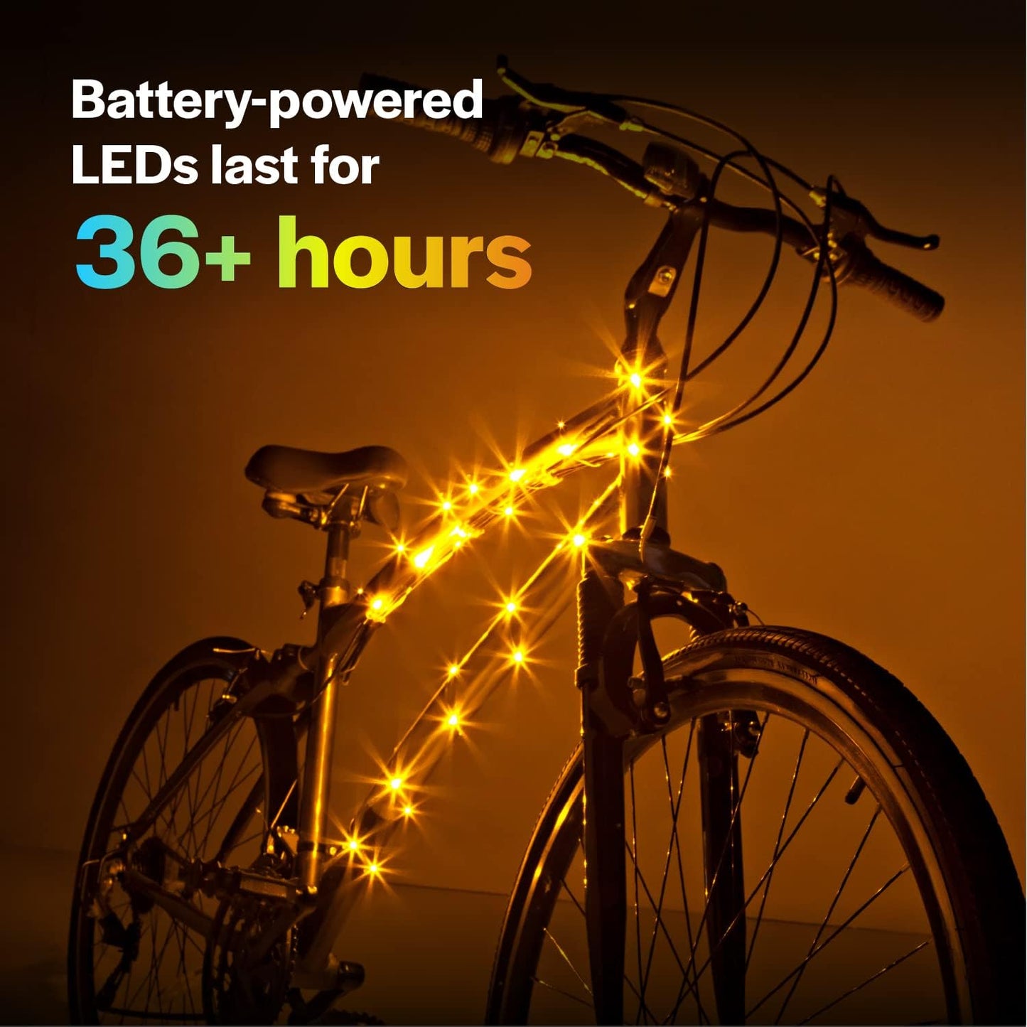 Brightz CosmicBrightz LED Bike Frame Rope Light - 6.5-Foot String Rope - Battery-Powered with On/Off Switch - Ultra Bright Color Keeps Your Ride Fun and Safe for Kids, Teens, & Adults