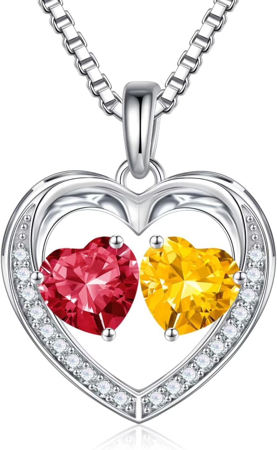 Iefil Christmas Gifts for Wife - 925 Sterling Silver Birthstone Necklace, Anniversary Birthday Gifts for Women, Stocking Stuffers for Women Wife Mom Daughter