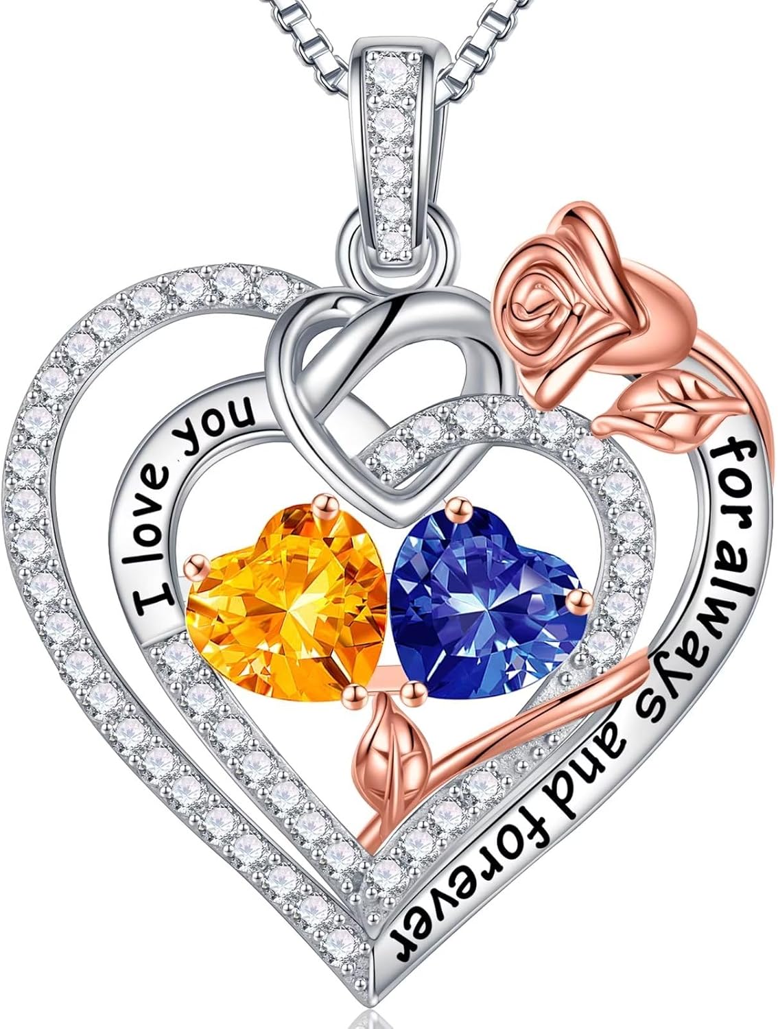 Iefil Christmas Gifts for Wife Women - 925 Sterling Silver Double Birthstone Necklace, Anniversary Birthday Gifts for Women, Jewelry Gift for Wife Girlfriend Mom Her