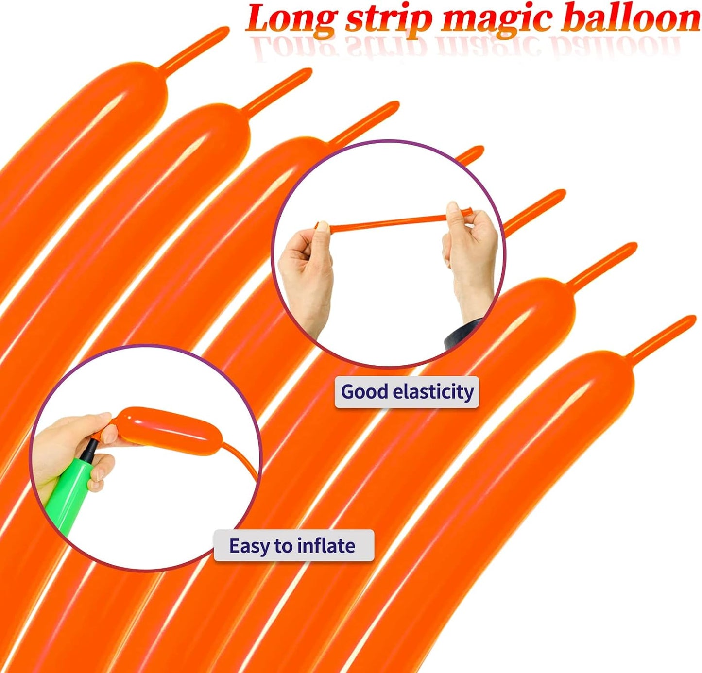 Long Orange Balloons Kit for Kids Party Decor - 260 Bright Orange Balloons, Twisting Animals Pack, Thicken Latex for Halloween Party Decor