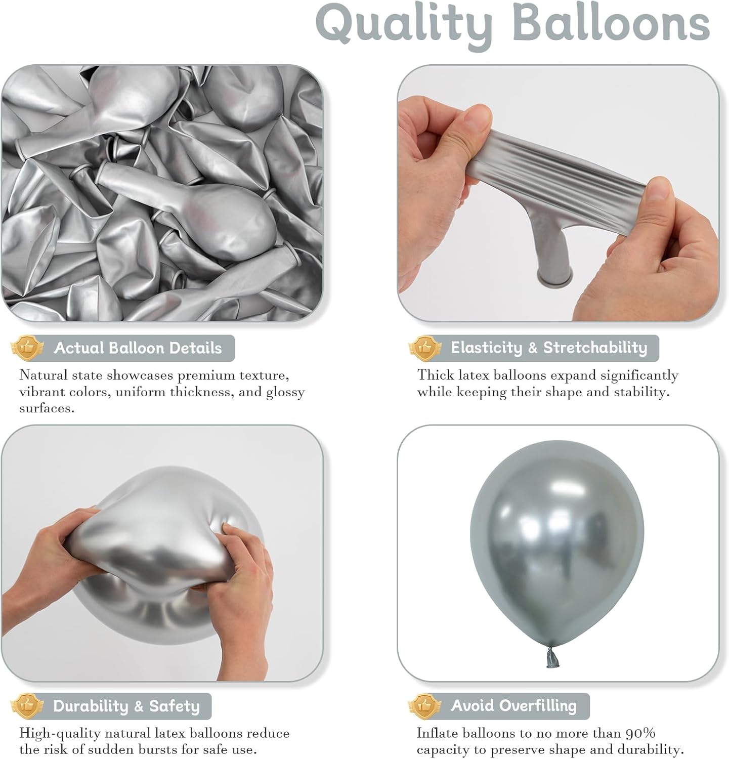 Silver Balloon Arch Kit, 125 Pcs Silver Balloons Different Sizes 18 12 10 5 Inch Metallic Silvers Balloons for Birthday Wedding Graduation Baby Shower New Year Party Decoration