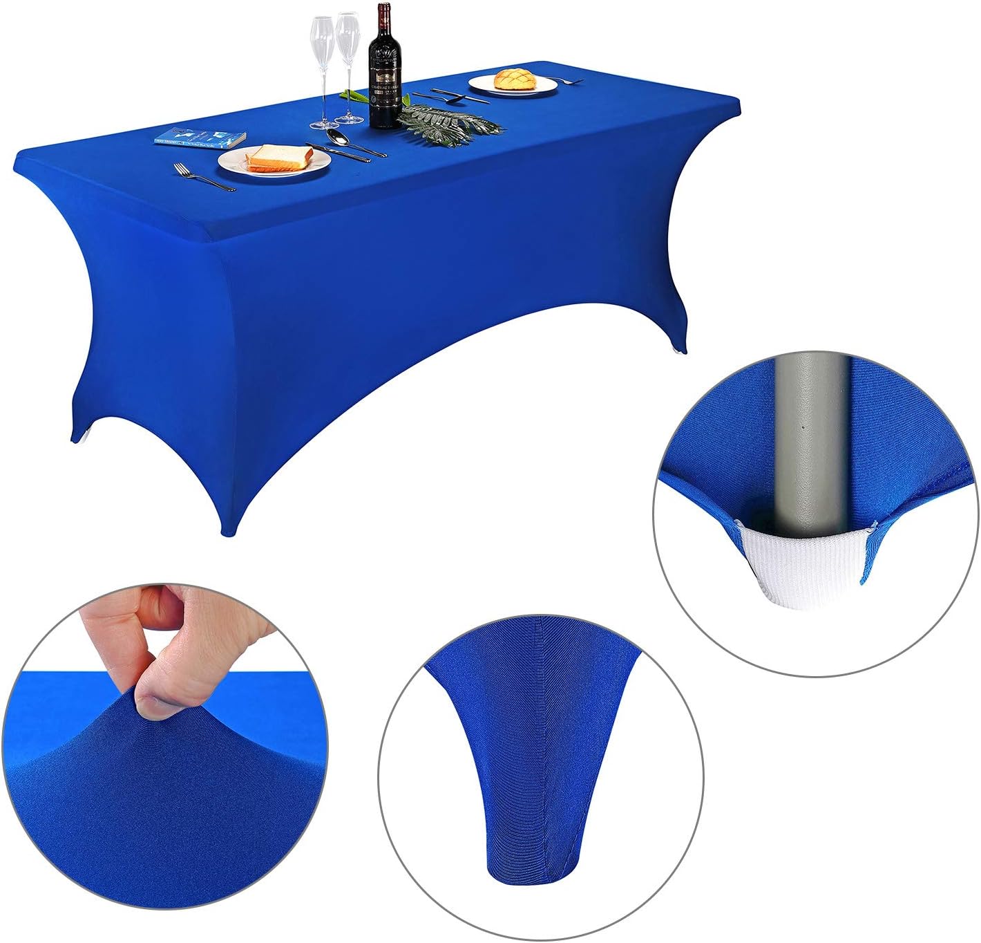 LZY Spandex Fitted Stretch Table Cover for 6 ft or 4ft or 8ft Folding Table, Rectangular Cocktail Tablecloth, Perfect for Party or Banquet