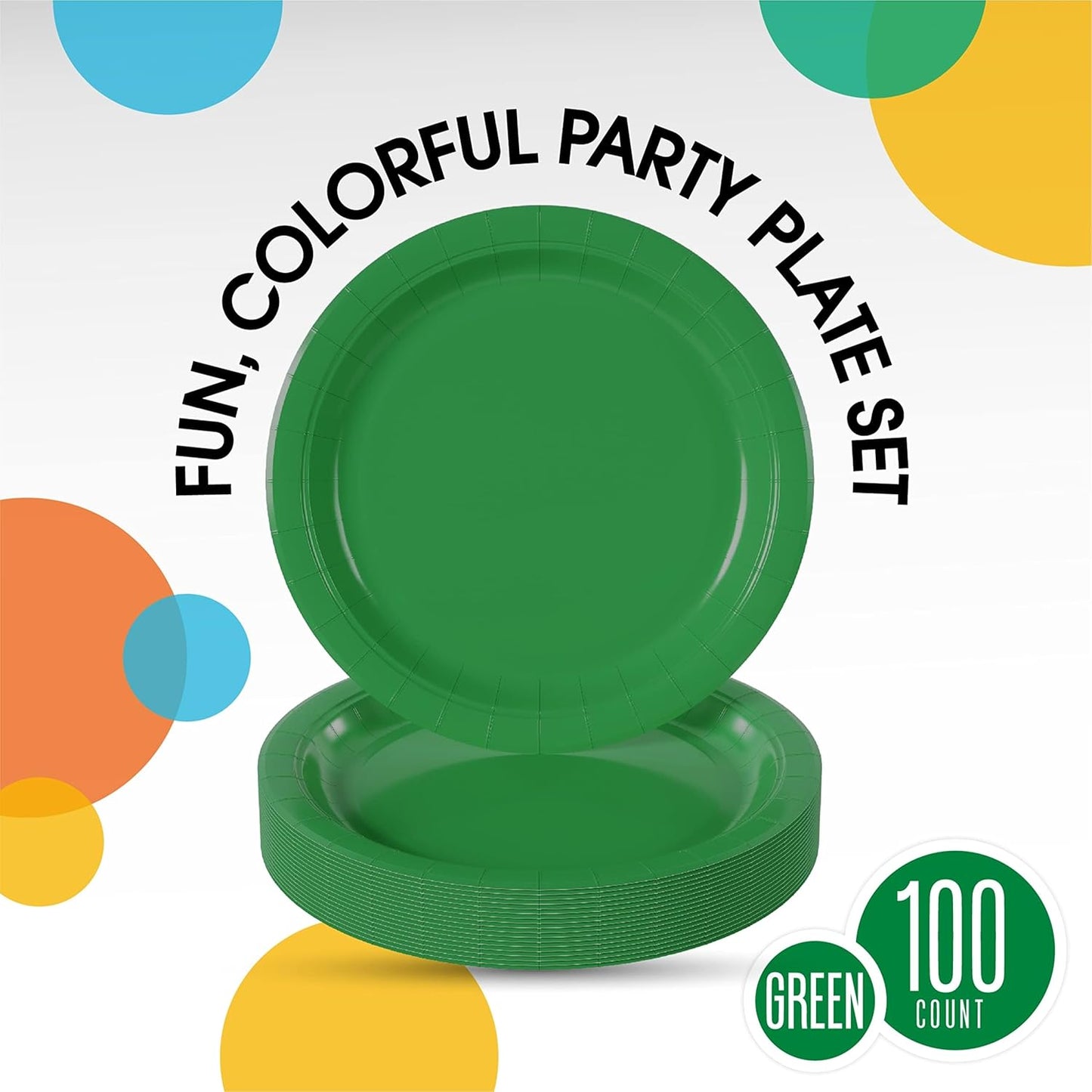 Exquisite Party Solids Emerald Green Paper Plates Disposable Heavy Duty 7 Inch Emerald Green Disposable Plates For Party 100 Pcs Heavy Duty 350 GSM, Birthday Supplies