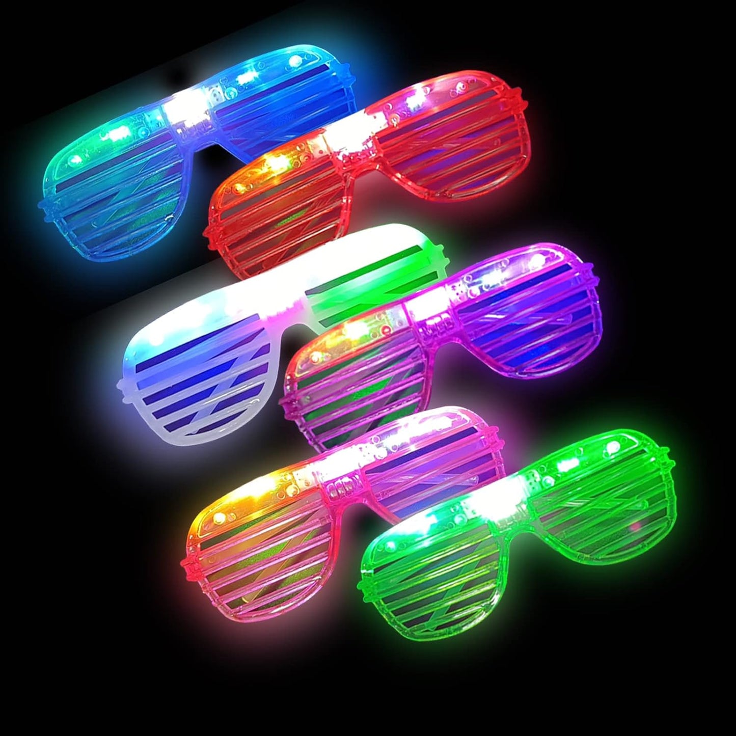 60 Pcs Glow In The Dark Glasses, 6 Colors LED Glasses Bulk Party Supplies for Kids and Adults, Glow Neon Party Favors Toys for Carnival Halloween Christmas Birthday Wedding