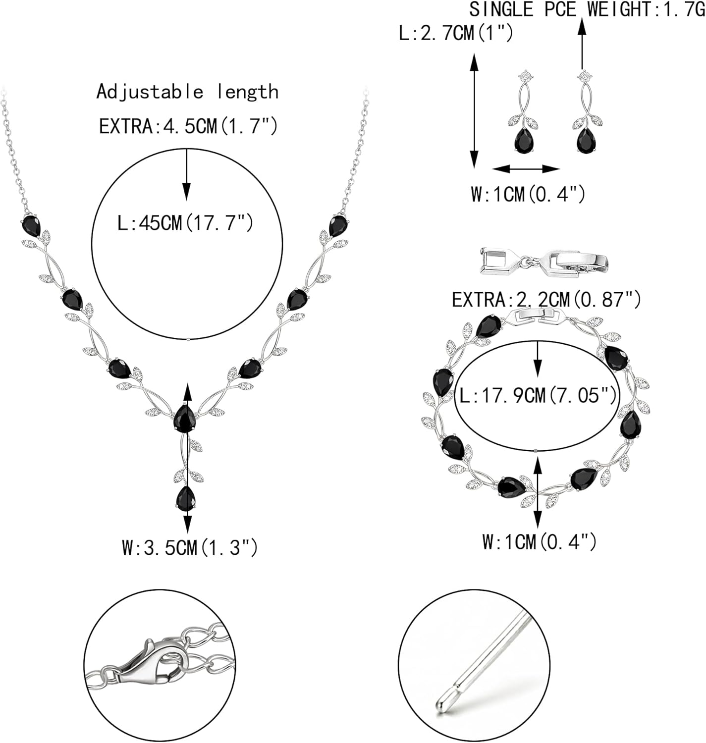 EVER FAITH Bridal Cubic Zirconia Jewelry Sets for Women, White Simulated Pearl Leaf Vine Pendant Wedding Party Necklace Earrings Set for Bridesmaid Bride