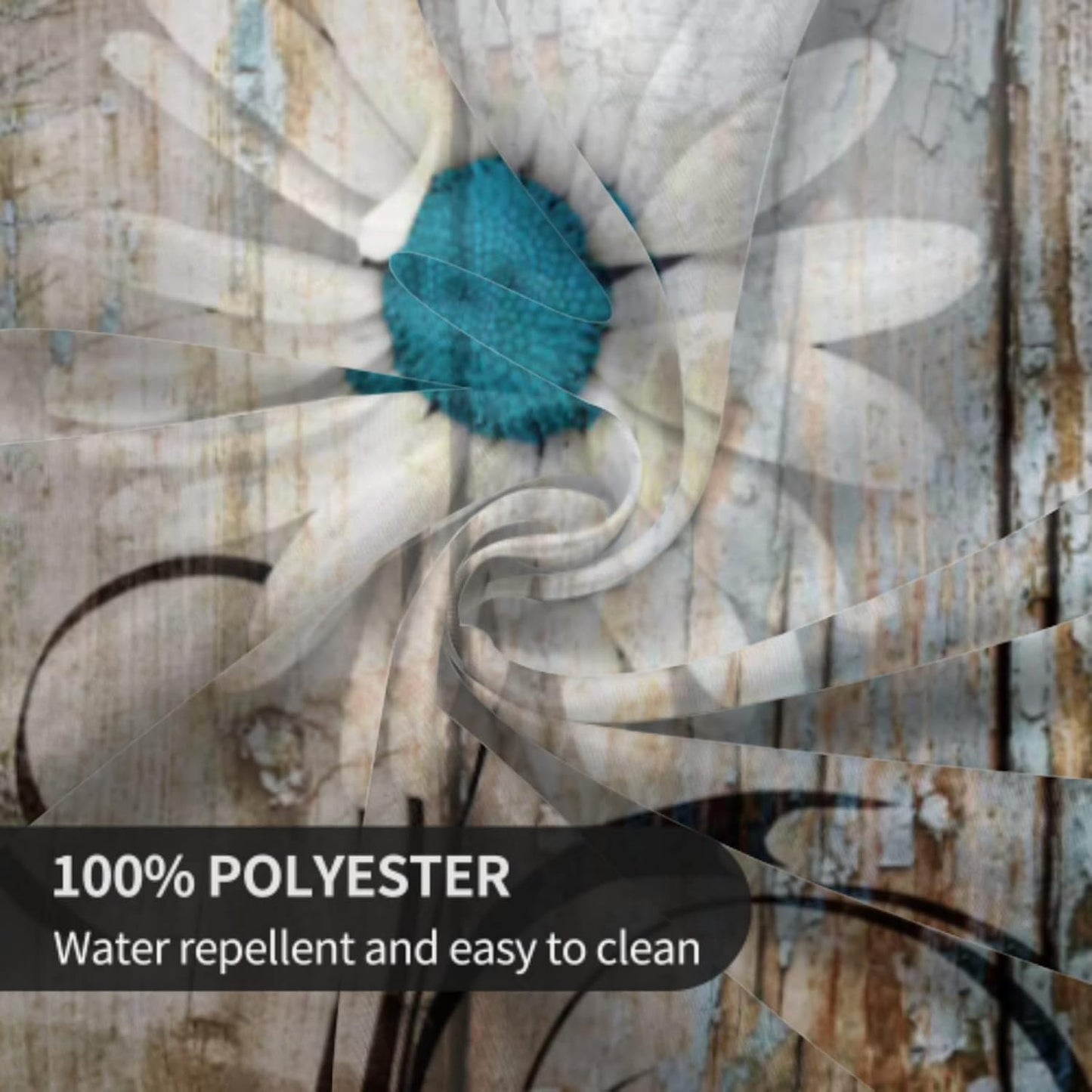 Giwawa Rustic Daisy Round Tablecloth 60" Vintage Flower on Wood Grain Board Circle Table Cloth Cabin Country Style Table Cover Heat Resistant for Kitchen Dining Indoor Outdoor Farmhouse Decor