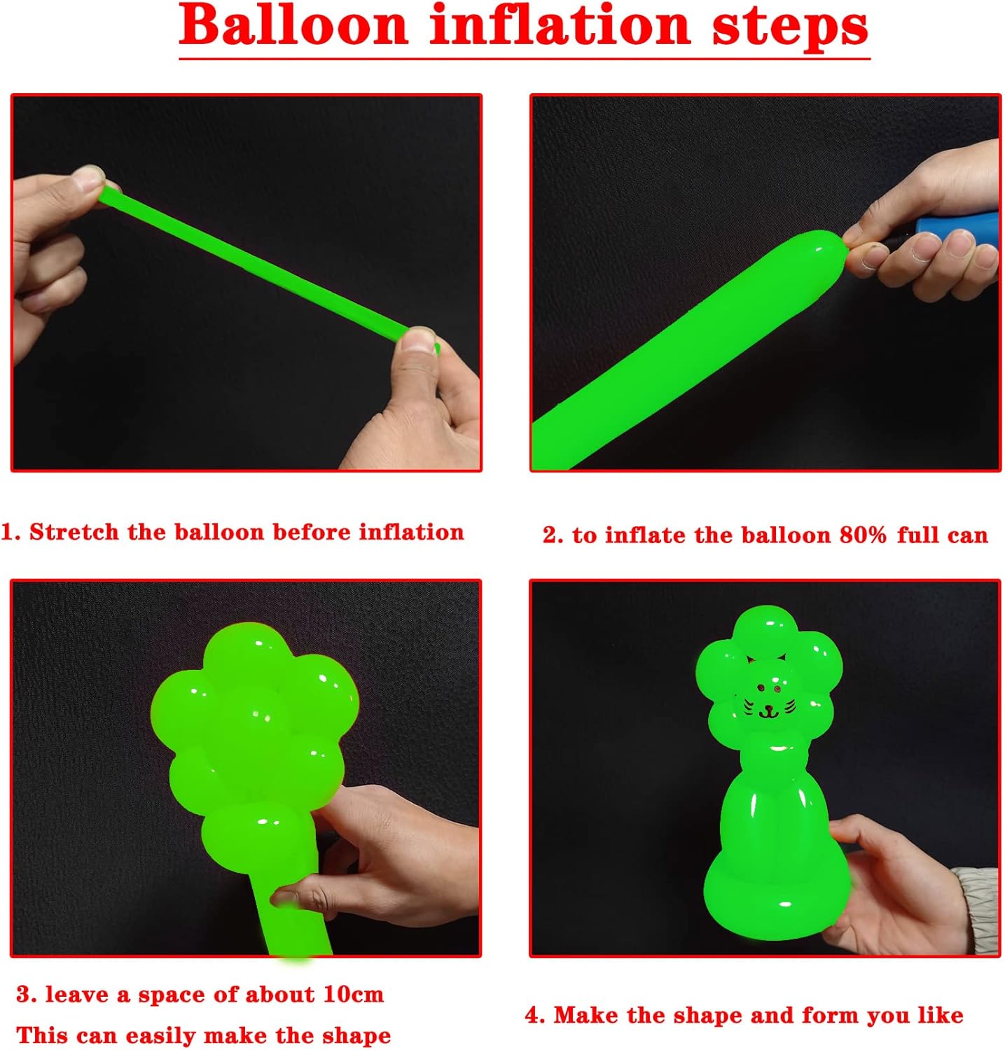 260 long balloons for balloon animals 100 Pack Thickening Latex Modeling Long Magic Balloons Twisting DIY Animal Balloon for Beginners Children's Party Carnivals Party Decorations (green balloon)