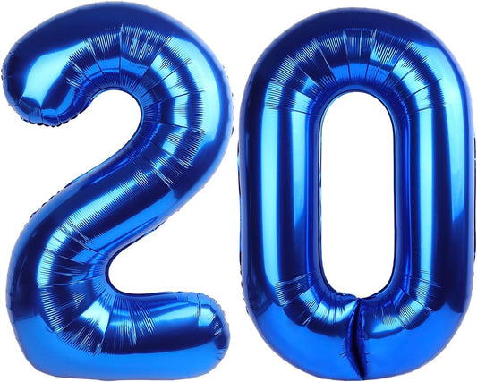 Navy Blue Number 20 Balloon 40 inch, 20 Number Balloons, 20th Navy Blue Birthday Decorations, 20 Year Old Girls Boys Blue Party Supplies