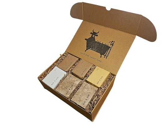 fat & ash Beef Tallow Soap Bar (12 Pack) - VERY SIMPLE INGREDIENTS - Organic and Moisturizing - Handmade in USA - Family Recipe - Long-Lasting, All-Natural, For Dry Skin