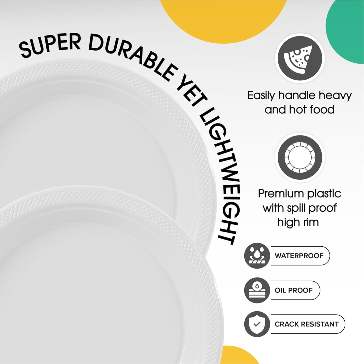 Exquisite Party Solids Clear Plastic Plates Bulk 10" Clear Disposable Plates For Party Supplies 600 Pcs Disposable Dinner Plate Heavy Duty 350 GSM Plate Sets, Plastic Dinnerware Sets