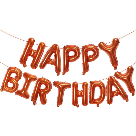 KALOR Orange Happy Birthday Balloons Banner, 16 Inch Mylar Foil Letters Balloon Sign for Women, Men, Boys & Girls Kids Birthday Decorations Photo Backdrop