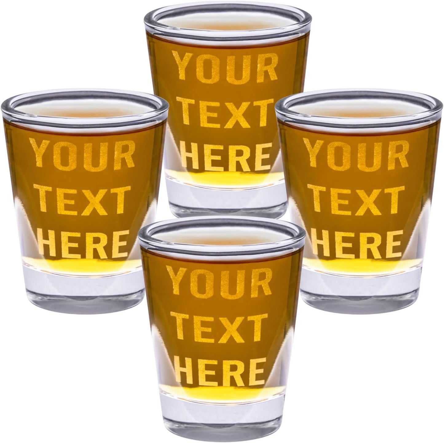Gifts Inscribed Personalized Shot Glasses Set of 4 – Custom Text Drinking Glasses – Engraved Shot Glass Gift for Men, Wedding, Anniversary, Birthday, Engagement