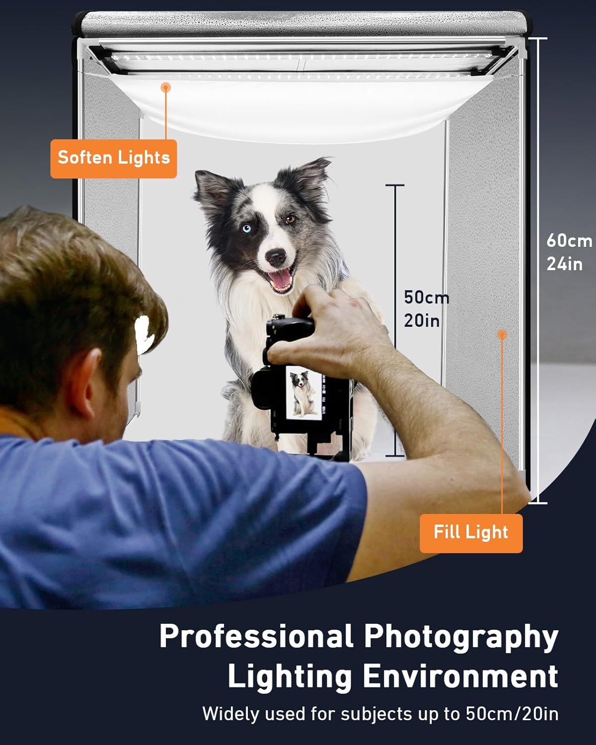 DUCLUS Photo Light Box 24x24 inch, Portable Shooting Tent Kit, Professional Dimmable Photo Studio Light Box with 100 LED Beads & 6 Color Backdrops for Jewelry and Food Items Product Photography