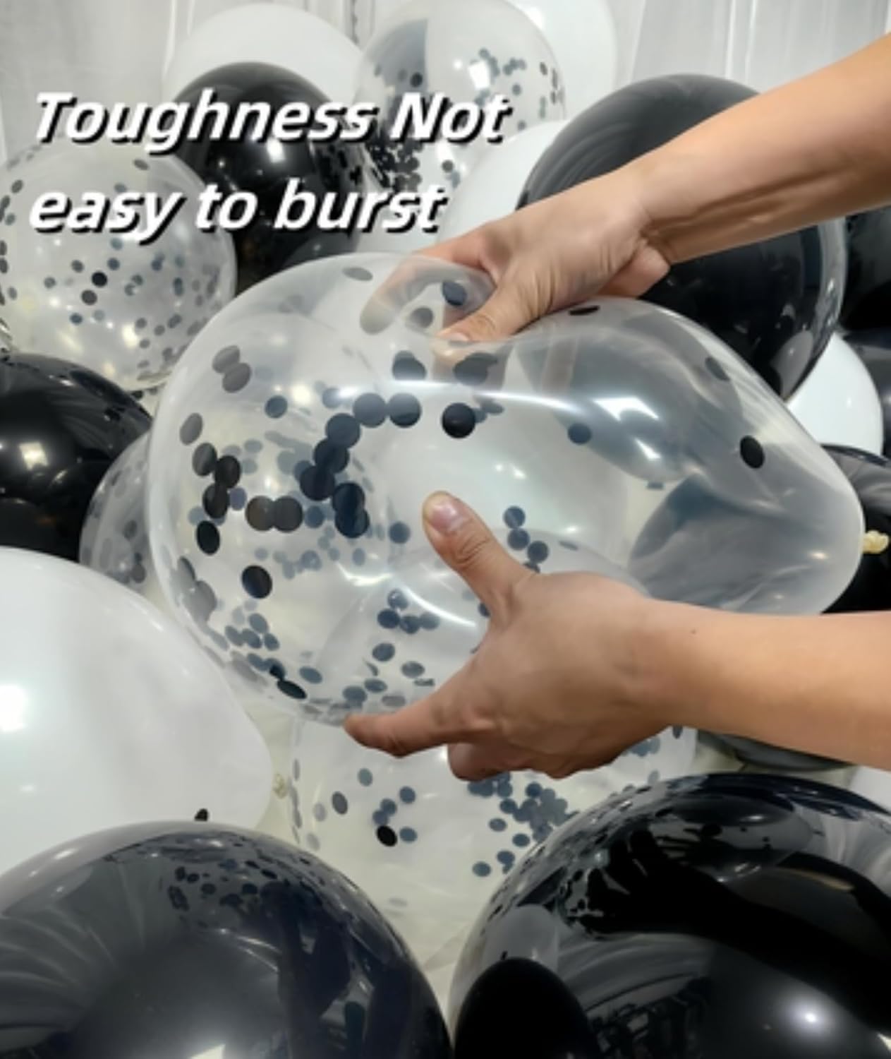 300 Pack Black and White Balloons 12 Inch Black Confetti Balloon for Various Party Events Decorations