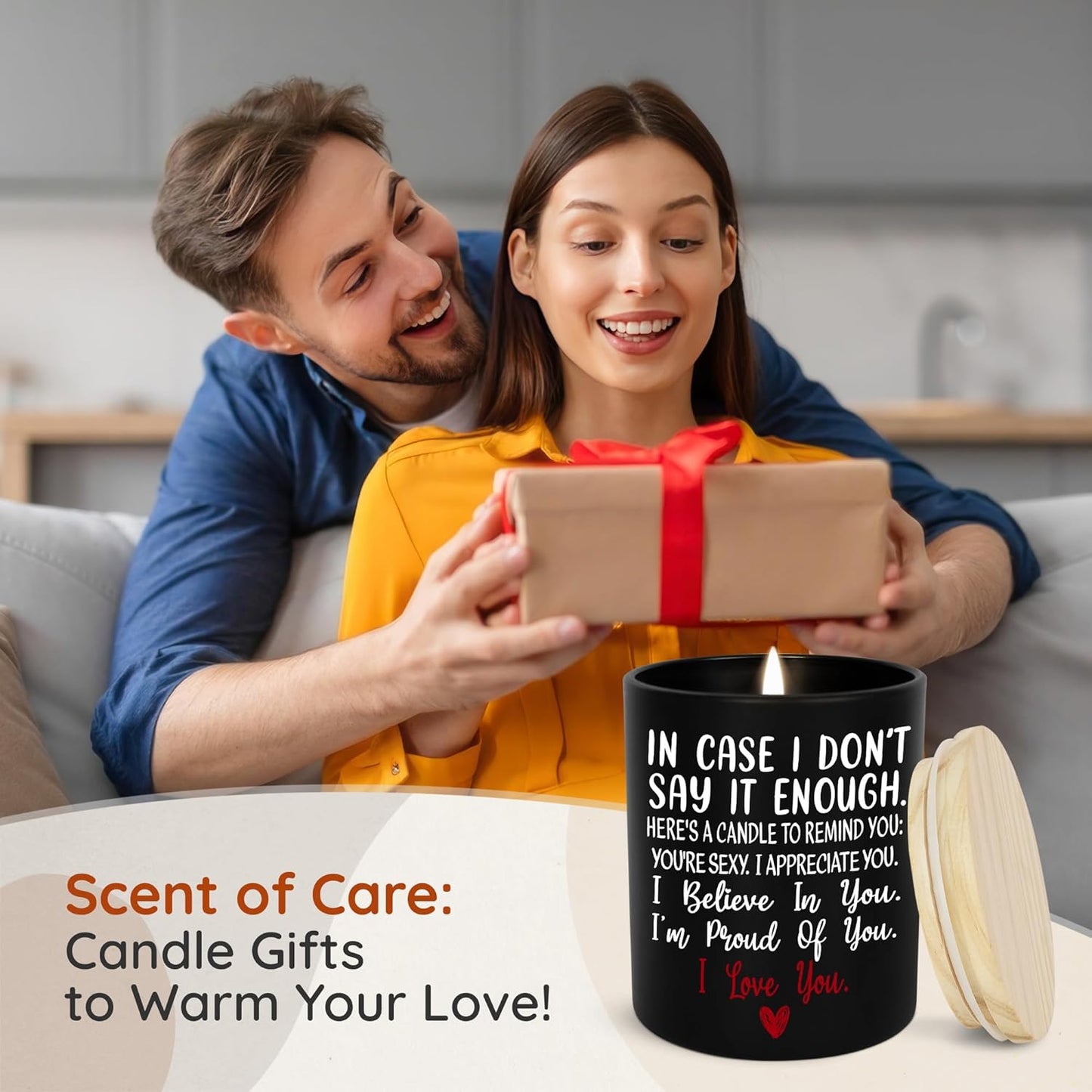 TEEZWONDER Christmas Anniversary Wedding Gifts for Women Men - Long Lasting Vanilla Lavender Candle 10 Oz - Romantic Birthday Gifts for Him Her, Girlfriend Boyfriend Gift Ideas