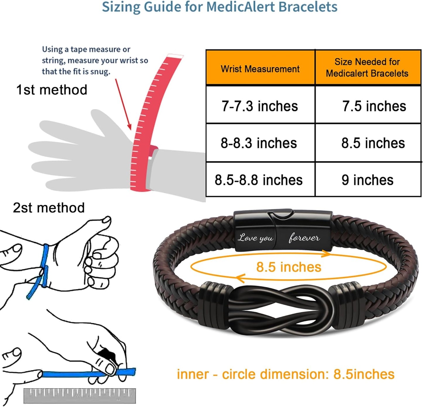 𝗞𝗻𝗼𝘁 𝗕𝗿𝗮𝗰𝗲𝗹𝗲𝘁 𝗚𝗶𝗳𝘁𝘀 𝗳𝗼𝗿 𝗠𝗲𝗻 Brown Braided Leather Stainless Steel Infinity Bracelets Lettering Love You Forever Gifts for Son Grandson Husband Boyfriend Brother Always Linked Together