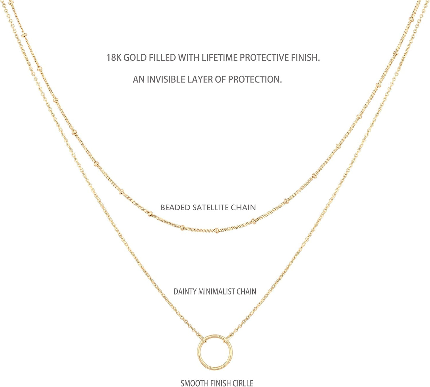MEVECCO Layered Heart Necklace Pendant Handmade 18k Gold Plated Dainty Gold Choker Arrow Bar Layering Long Necklace for Women