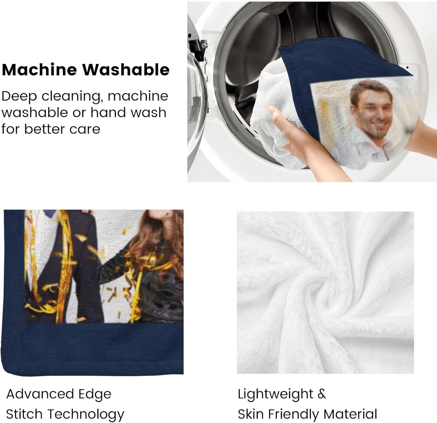 Custom Blanket with Photos Personalized Picture Collage Throw Blankets Gifts for Mother Father Lover Friend Customized Picture Gifts Flannel Blanket Christmas Birthday Wedding 60"X80" Made in USA