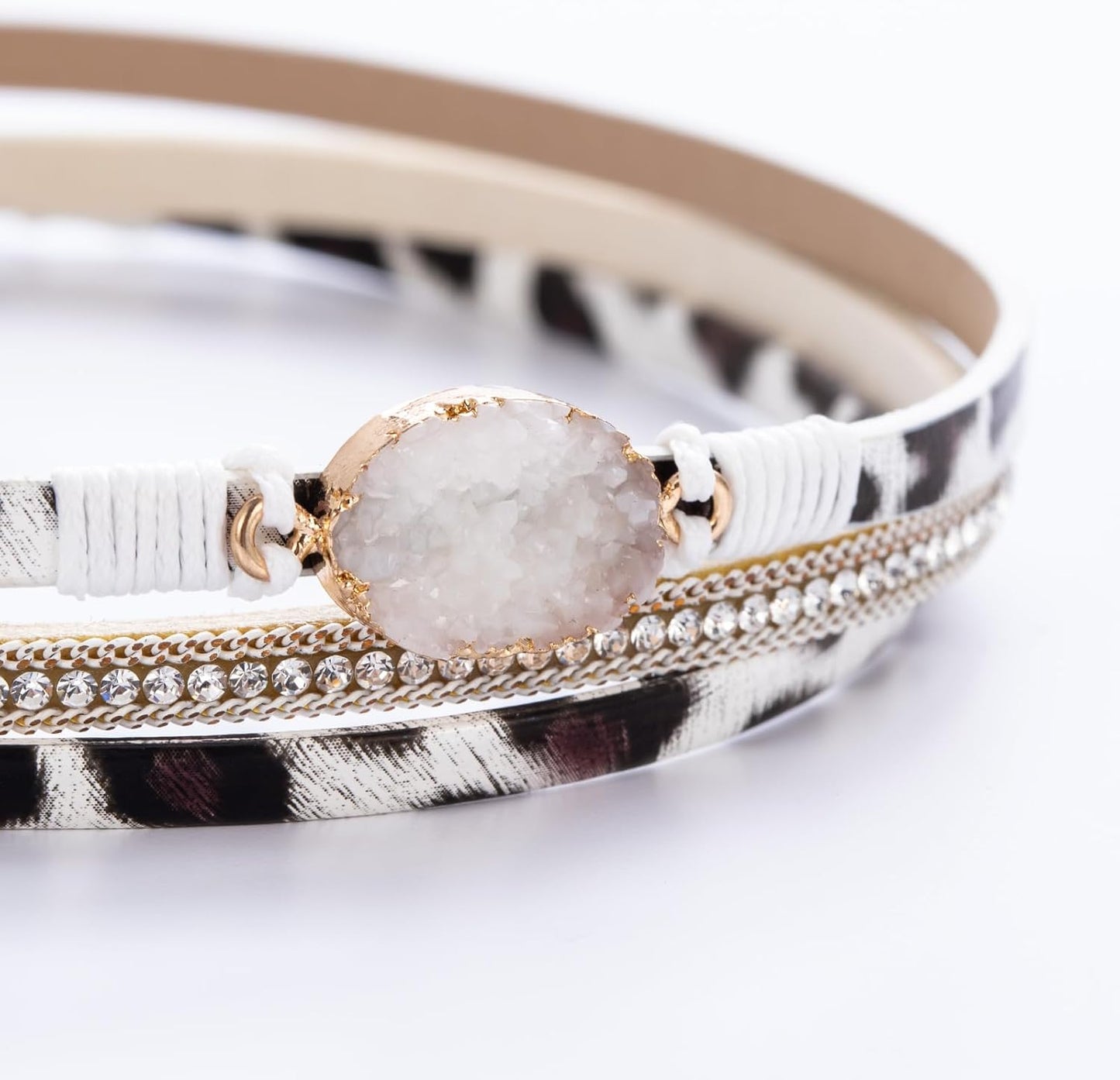 FANCY SHINY Leather Wrap Bracelet Boho Cuff Bangle Bracelets Crystal Bead Bracelet with Magnetic Clasp Jewelry Gifts for Women