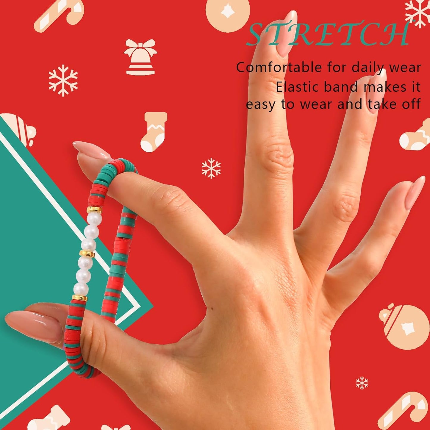 Friendship Bracelets Trendy Heishi Clay Bead Bracelets Stack Gold Beaded Stretch Bracelets for Women Boho Stackable Bracelets Bulk Cute Preppy Jewelry