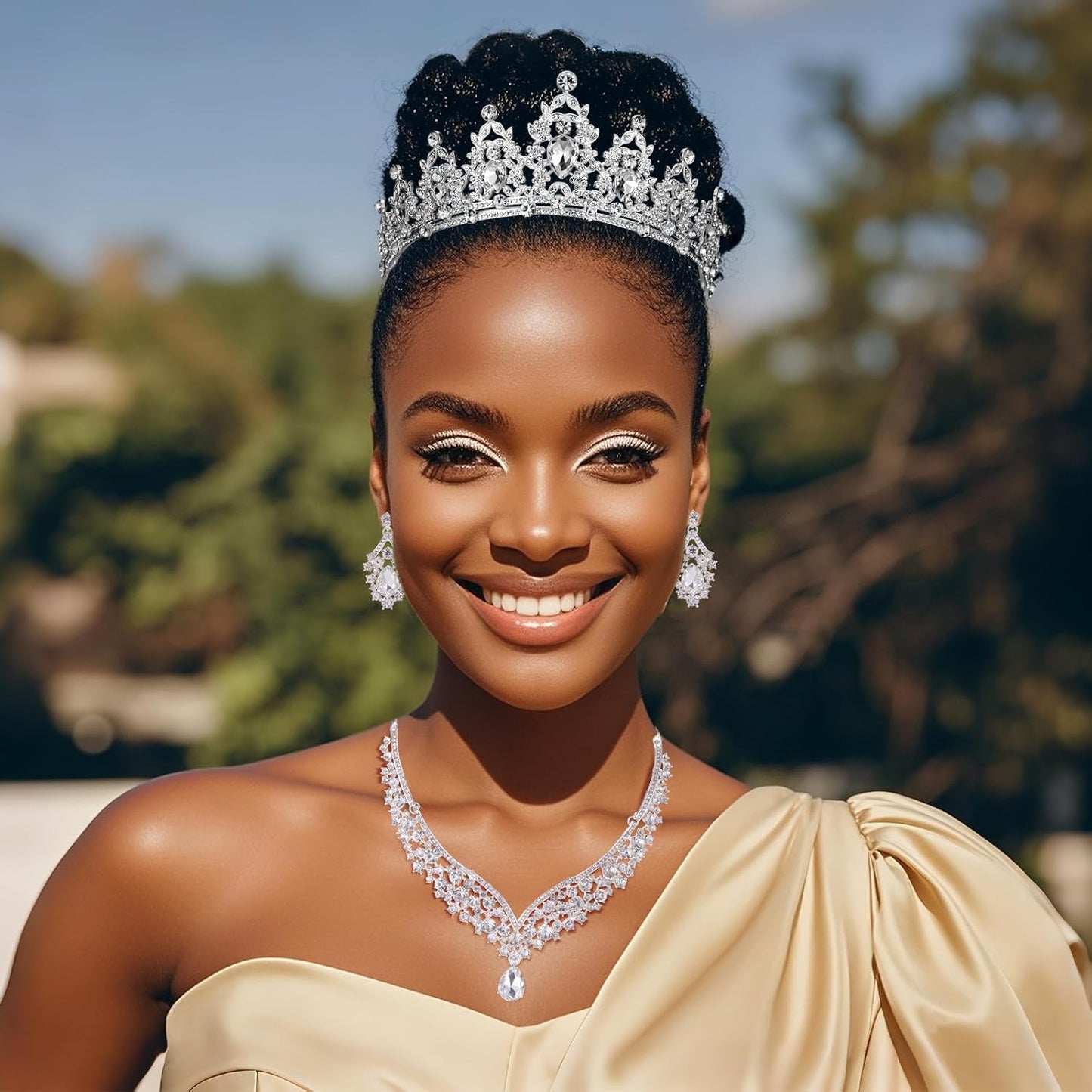 Crowns and Tiaras jewelry sets for Wedding princess birthday party Halloween Prom Pageant Jewelry for Women Crystal Bridal Jewelry Set for women