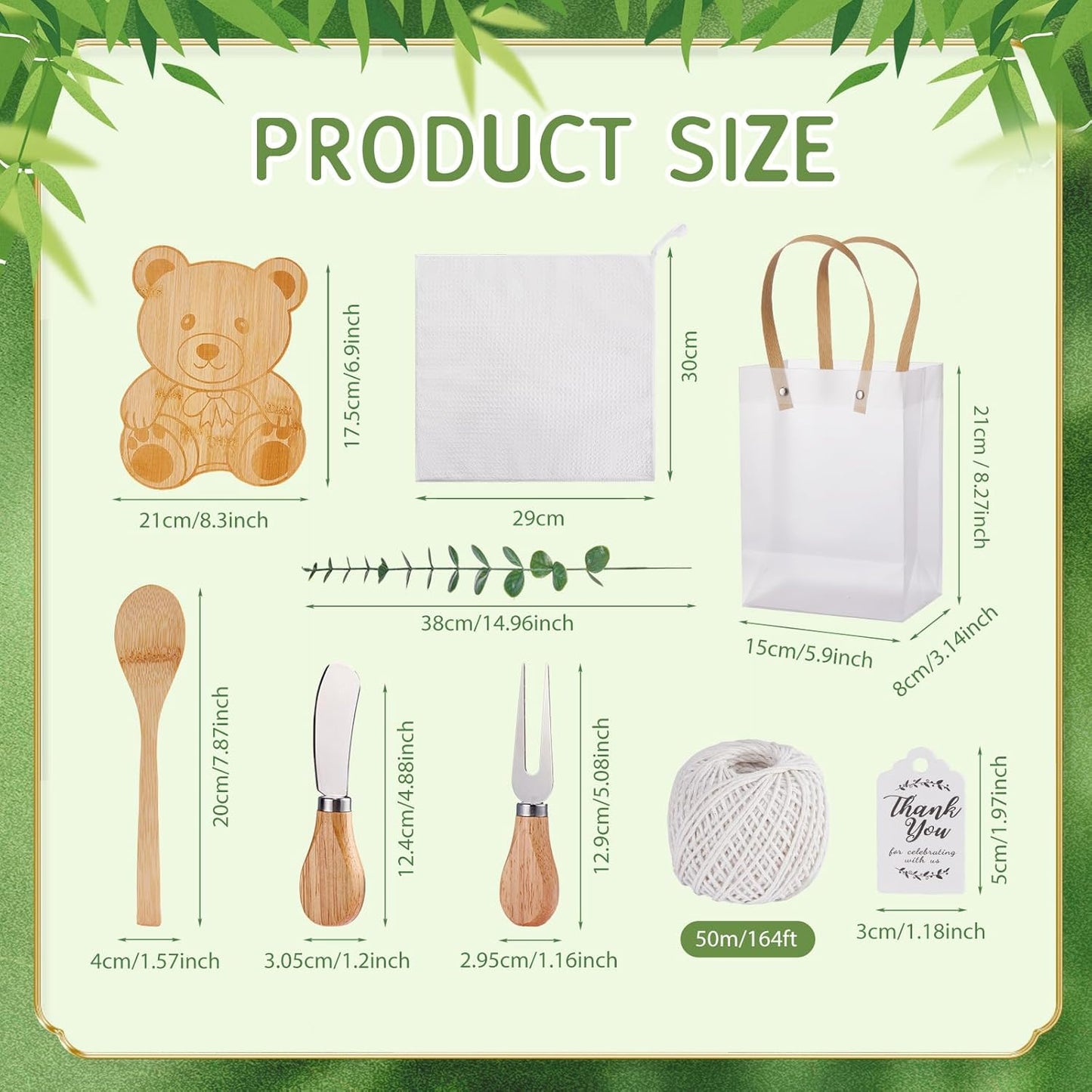 Baby Shower Prizes for Game Winners Bear Shaped Cheese Board Gift with Spoons Butter Spreaders Gift Bags Kitchen Towels Bridal Shower Party Favors for Guests (Bear Shaped, 1 Set)