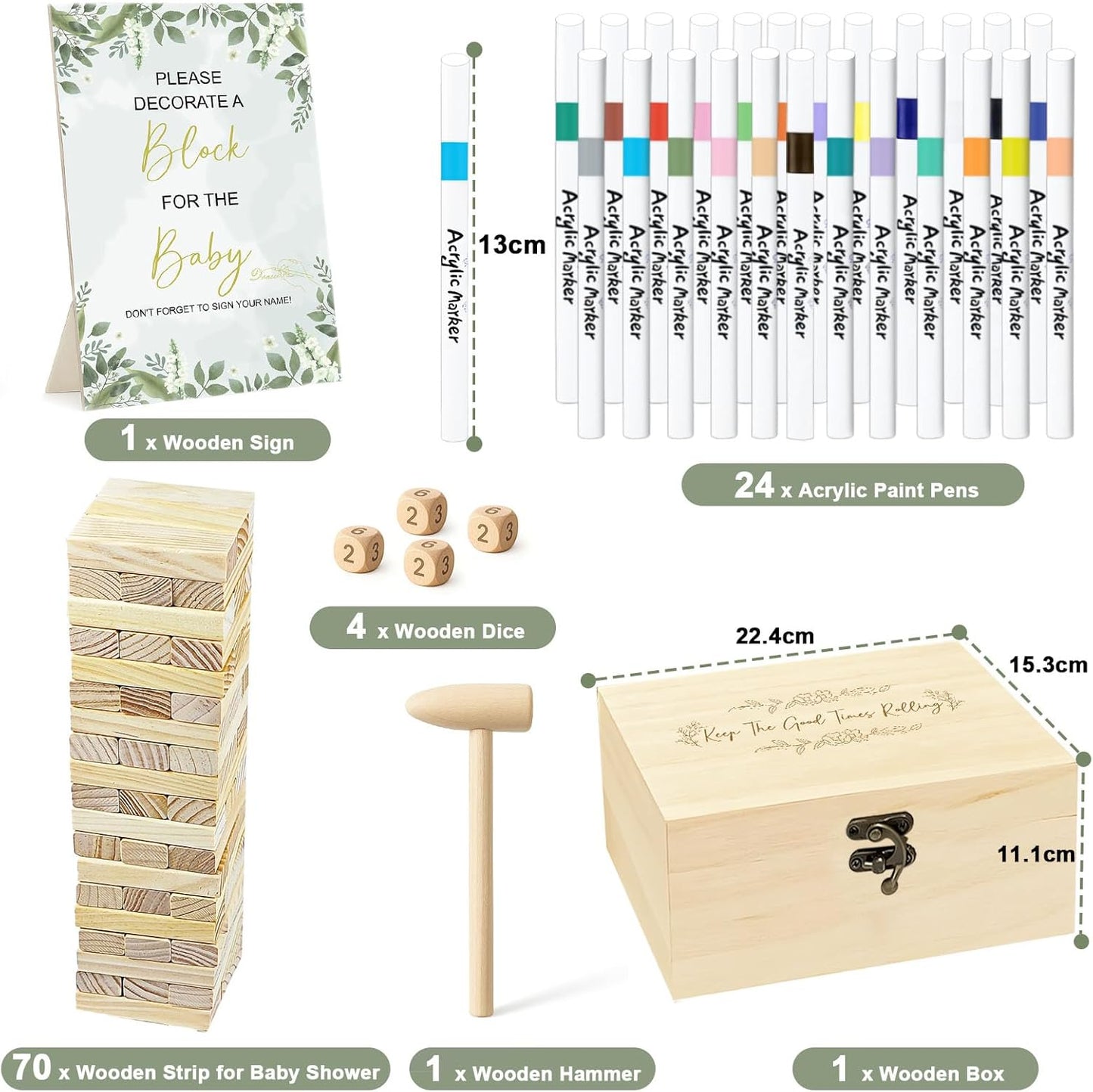 101pcs Fun Baby Shower Games Sign Kit, Lively Baby Shower Game Activities with 2 Ways to Play for Guests, Unique and Creative Activities Suitable for Boys and Girls