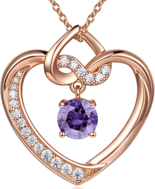 Heart Birthstone Necklaces Gifts for Women Wife, Jewelry for Women Wedding Anniversary Birthday Gifts for Wife Girlfriend Mom Christmas Valentines Gifts S925 Sterling Silver