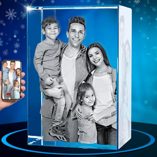 ArtPix 3D Crystal Photo, Christmas Personalized Gifts for Women, Wife, Her, Him, Men, Husband, Grandma, Great Xmas Customized Gift With Your Own Photo, Custom Glass 3D Laser Etched Picture Wedding