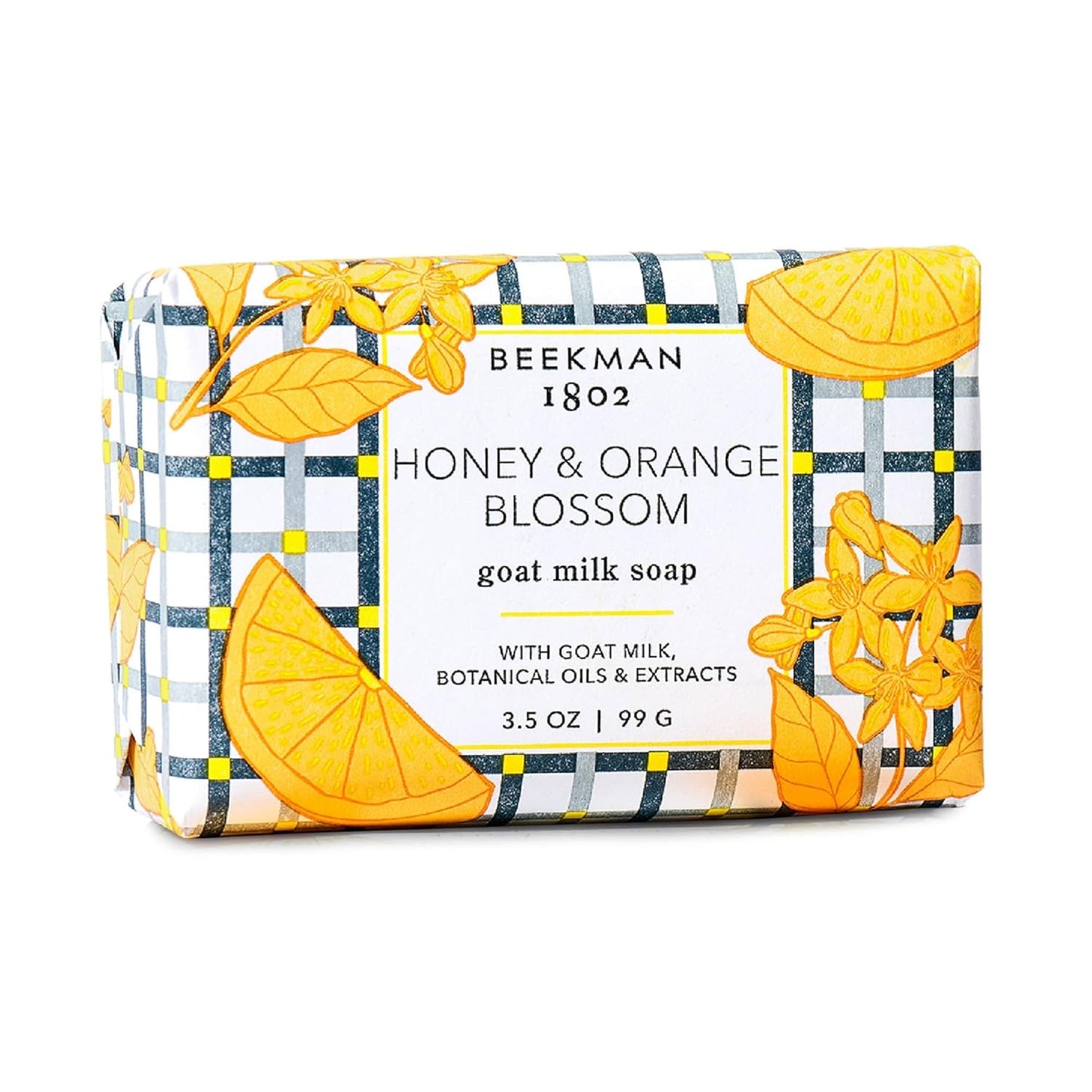 Beekman 1802 Goat Milk Body Soap Bar, Honey & Orange Blossom - Scented - 3.5 oz - Nourishes, Moisturizes & Hydrates - 100% Vegetable Soap - Good for Sensitive Skin - Packaging May Vary
